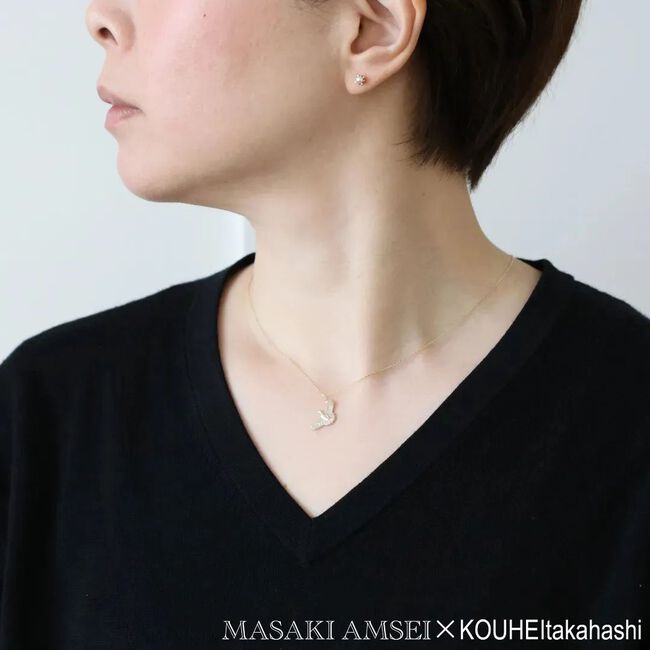 【 MASAKI AMSEI×高橋広平　雷鳥保護プロジェクトコラボ 】 羽ばたく雷鳥のペンダントトップ