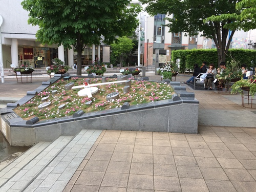 全日本花いっぱい松本大会に向けて、街中が花で彩られています。一方、花時計公園噴水の足元は・・・
