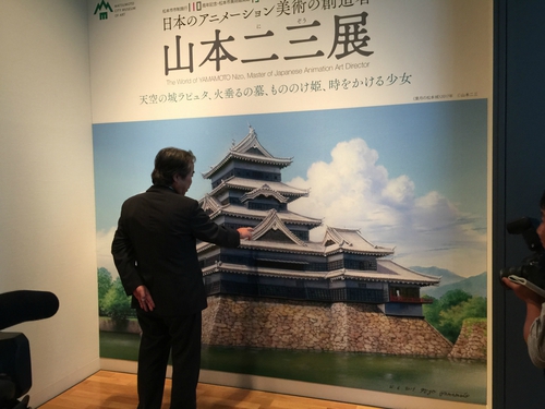 ラピュタ、火垂るの墓、もののけ姫、時をかける少女の背景画を描いた山本二三氏の展示会が、松本市美術館で１５日から開催。