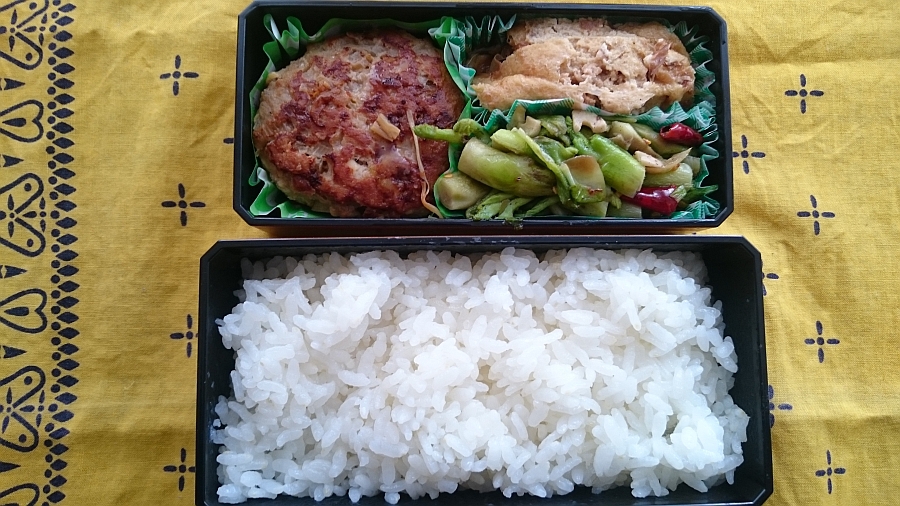 タラの芽とハンバーグの弁当 タラの芽とハンバーグの弁当