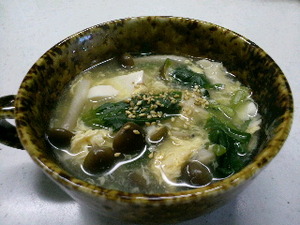 豆腐と青菜の卵とじスープ