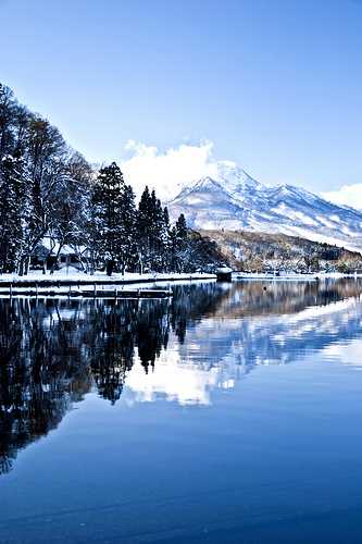 野尻湖の雪風景