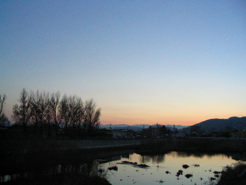 長野市の夕暮れ2011冬