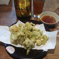 ふきのとう天ぷら　信州の続深夜食堂　スタンド割烹扇 　＠大町市超大盛り居酒屋グルメ