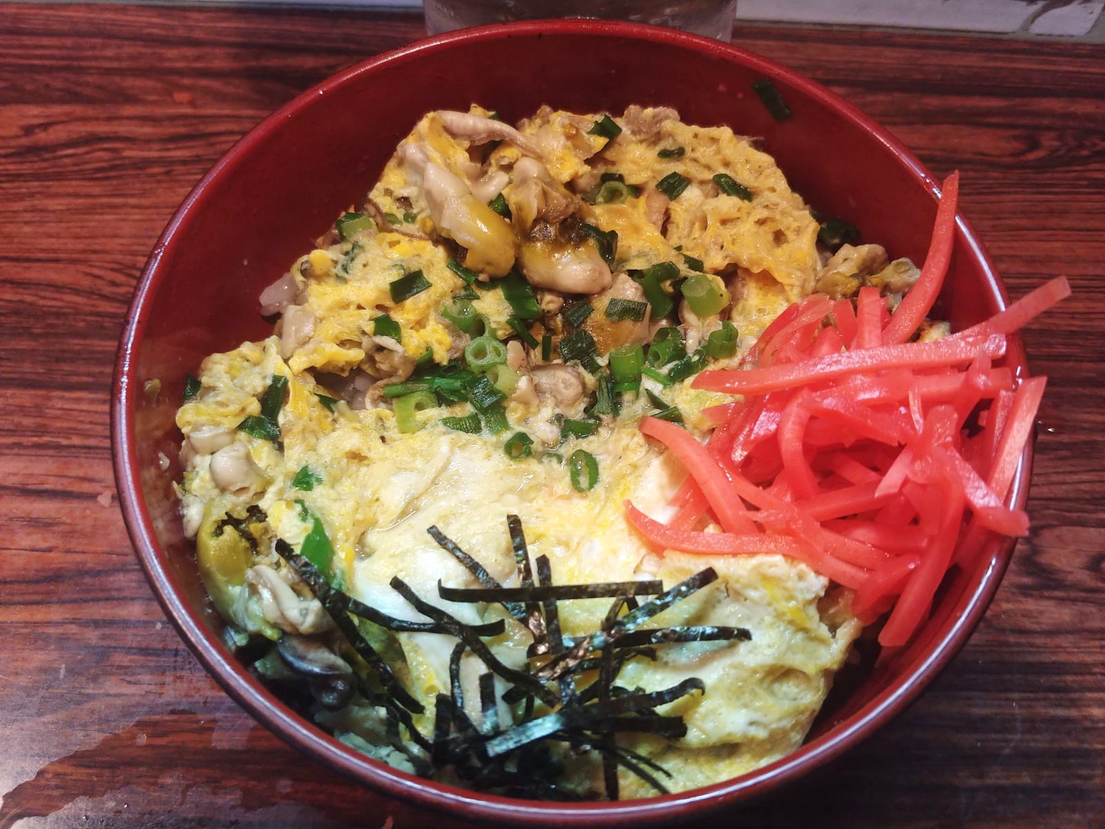 牡蠣玉子丼 @信州の深夜食堂大町市強面のうどん屋のオヤジグルメ 牡蠣玉子丼 @信州の深夜食堂大町市強面のうどん屋のオヤジグルメ