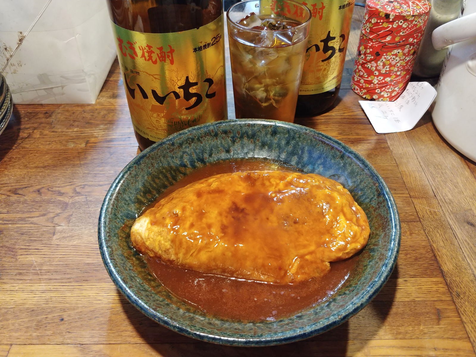 豚足&ジャンボデミソースオムレツ 信州の続深夜食堂 スタンド割烹扇 @大町市超大盛り居酒屋グルメ 豚足&ジャンボデミソースオムレツ 信州の続深夜食堂 スタンド割烹扇 @大町市超大盛り居酒屋グルメ