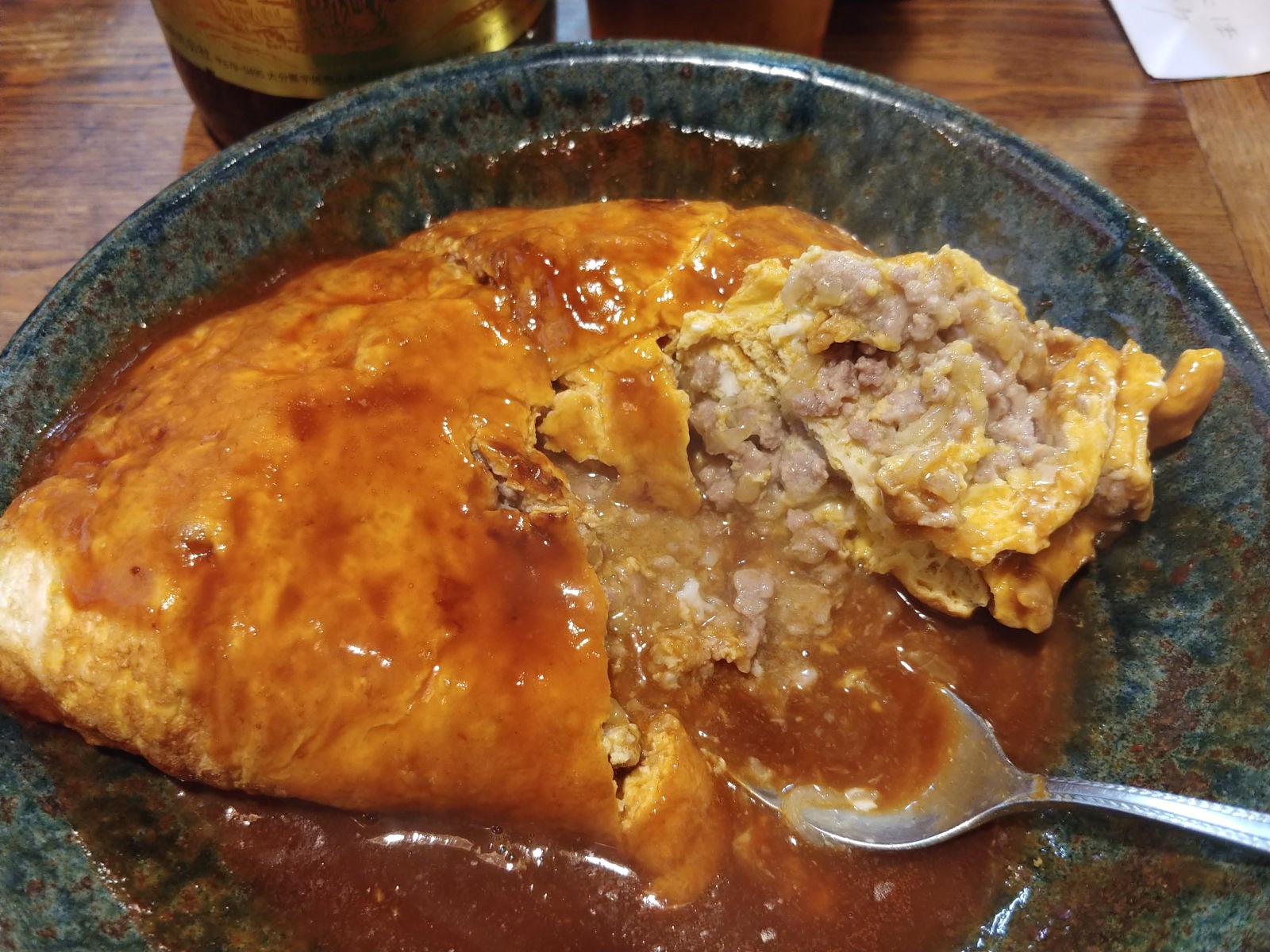 豚足&ジャンボデミソースオムレツ 信州の続深夜食堂 スタンド割烹扇 @大町市超大盛り居酒屋グルメ 豚足&ジャンボデミソースオムレツ 信州の続深夜食堂 スタンド割烹扇 @大町市超大盛り居酒屋グルメ