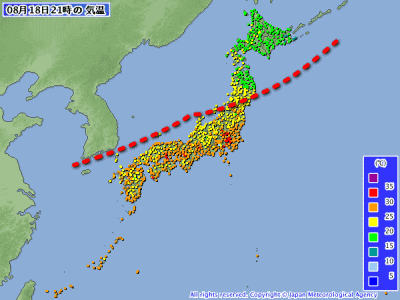 前線南岸へ、涼しい週末へ(8月19日)