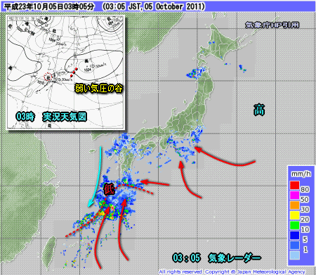 秋雨前線活動中、明日にかけて各地で雨(10月5日)