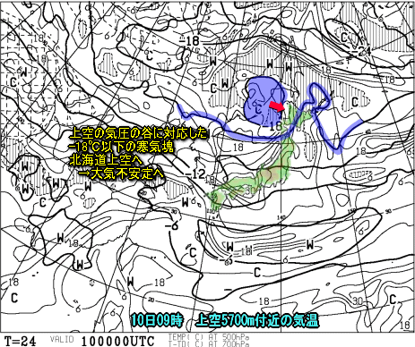 西は梅雨前線、北は寒気(6月9日)