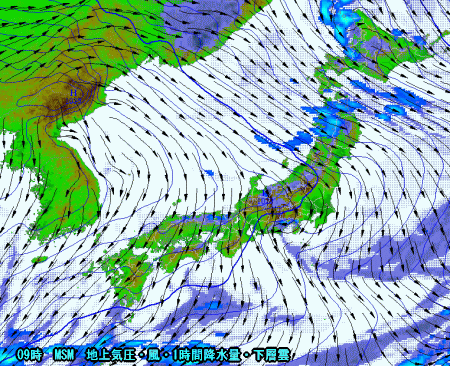 高気圧張出し寒気の中心が抜けて晴れるも明日朝は(10月3日)