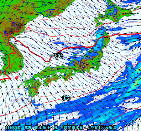 冬型西から緩むも北日本の雪続く(12月11日)