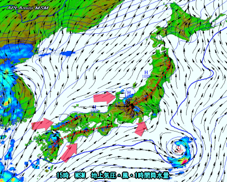雷雨エリア拡大(8月13日)