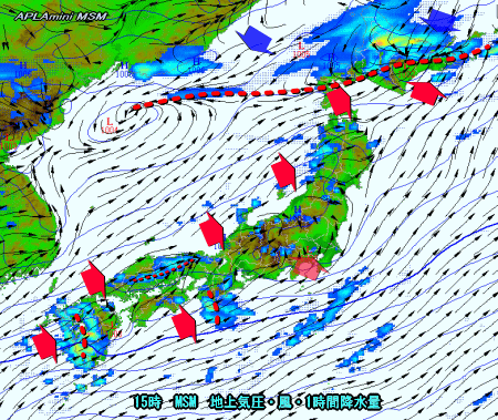 不安定な天気、北と南はまとまった雨(8月15日)