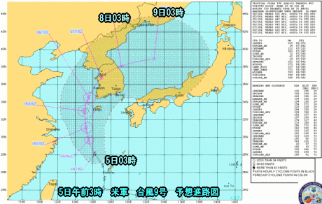 天気予報は当たるのか?(9月5日)台風9号進路は?猛暑は?