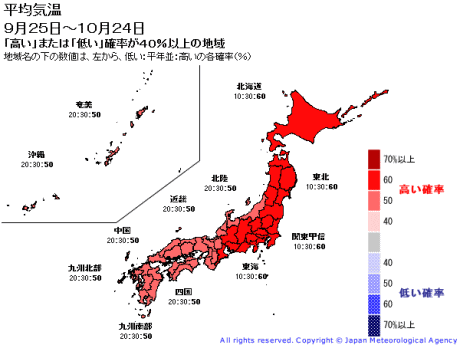 10月は高温?1か月予報(9月25日②)