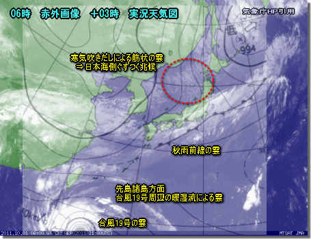 冬型の気圧配置+寒気=12月上旬のプチ冬?到来(10月1日)