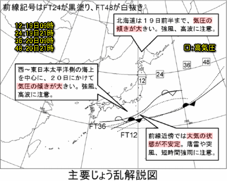 週末の天気は荒れ模様、明日からゆっくり下り坂(10月19日)