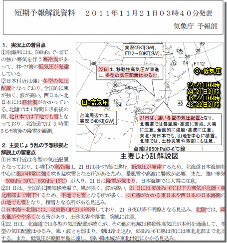 強い冬型の一日(11月21日)