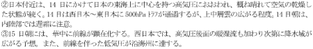 東日本の風向きと降水(4月14日予想)