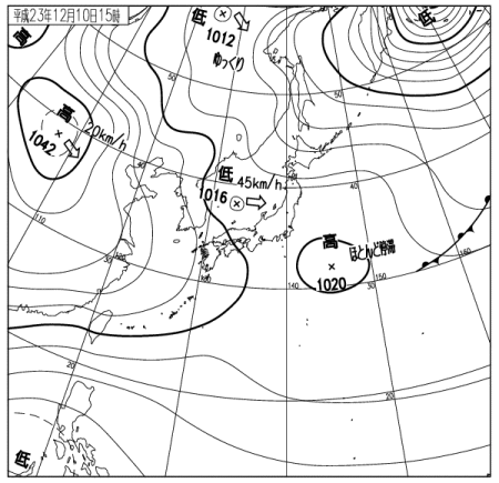 冬型西から緩むも北日本の雪続く(12月11日)
