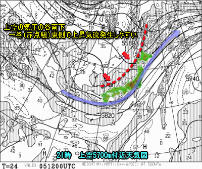 夕方以降の雨に注意、上空の寒気を伴う谷?(10月5日)