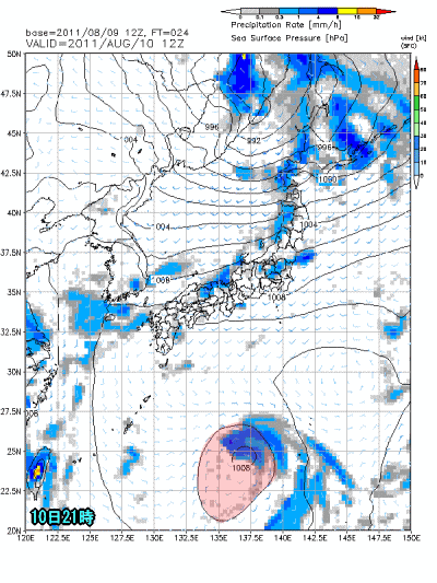 熱帯低気圧と盆の天気、猛暑、今日の雷雨(8月10日)