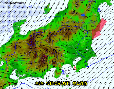 東日本の風向