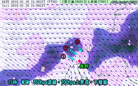 雪雲の通り道を考える(1月16日)