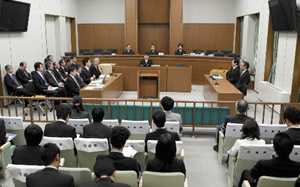 光市母子殺害事件の差し戻し控訴審が開かれた広島高裁の法廷=22日午前、広島市中区、代表撮影