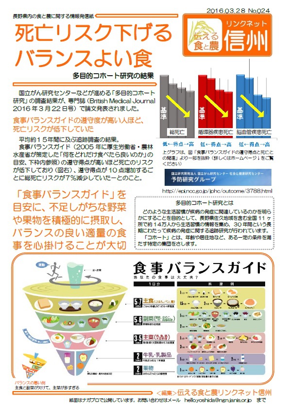 死亡リスクを低下させるバランスよい食事 死亡リスクを低下させるバランスよい食事