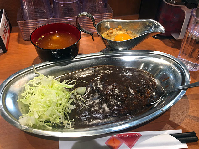 金沢カレー ロースカツに納豆に! 金沢カレー 松本店 納豆・味噌汁