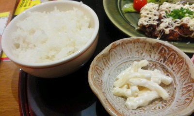 「かりん亭南長野店」日替りランチ:鶏の竜田揚げ