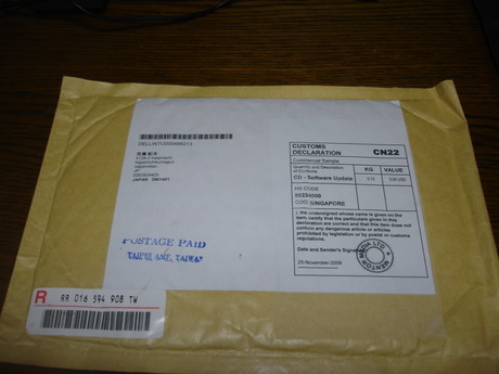 国際郵便でwindows7のDVDが届く