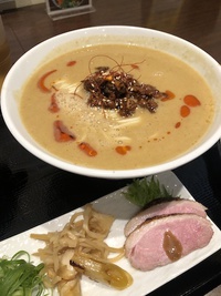 麺屋どんく(長野市)鴨坦々麺と鴨白湯醤油つけ麺