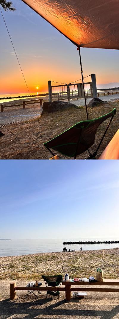 【感動の日の出ショー】 雨晴キャンプ場の朝の風景