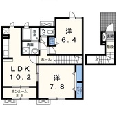 【島内駅徒歩５分】家賃値下げ・最上階・サンルーム・２階２ＬＤＫ（島内）