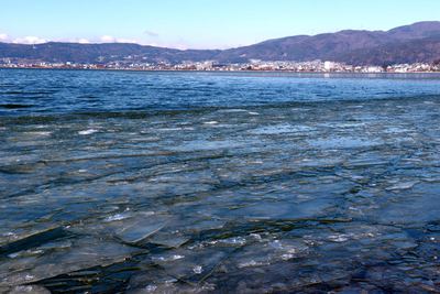 2019御神渡りの兆候は･･･打寄せる薄氷も綺麗な諏訪湖