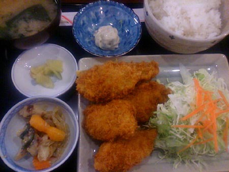 まかない処　写楽 @長野市北長池 「カキフライ定食 850円」