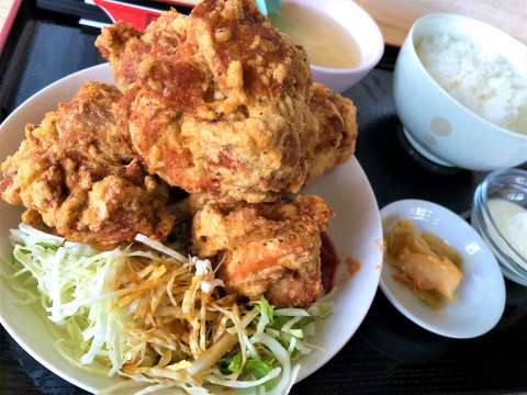 「鶏の唐揚定食」夜来香@長野市丹波島