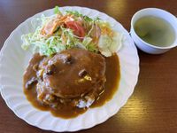 洋食屋100「サラダハンバーグカレーソース」@長野市宮沖