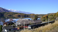 青木湖と白馬岳を望む　レトロ大糸線Ver.10