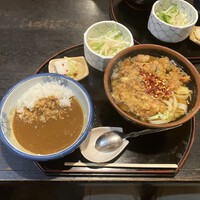 こまつうどん店　天ぷら（かき揚げ）うどんミニカレーセット　＠大町市日ノ出町日替わりランチグルメ