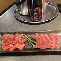 塩タン＆和牛カルビ＆和牛ハラミ＆テグタンスープライス＆虎マッコリ　＠大町市焼肉食道園