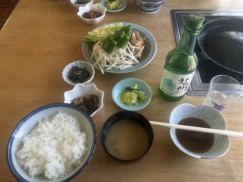 海沼旅館・海沼ドライブイン　ジンギスカン定食2人前＆チャミスル　＠長野市グルメ