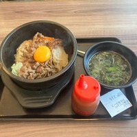 韓丼長野高田店　カルビ石焼ビビンバ＆わかめスープ　＠長野市韓国料理ランチグルメ