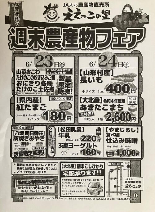 筍入りカレー炒飯　＠JA大北農産物直売所ええっこの里6月24日新米JA大北アルプスこまち10キロ2600円税込セール