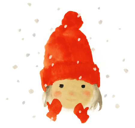 赤い毛糸帽