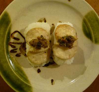 蕗味噌のエリンギ鮨。冬に食す春の味。