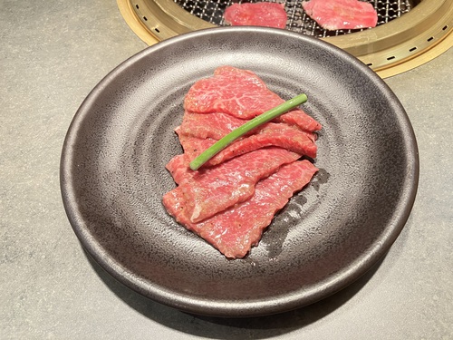 塩タン＆塩和牛ロース＆塩和牛ハラミ＆テグタンスープライス　＠大町市焼肉食道園